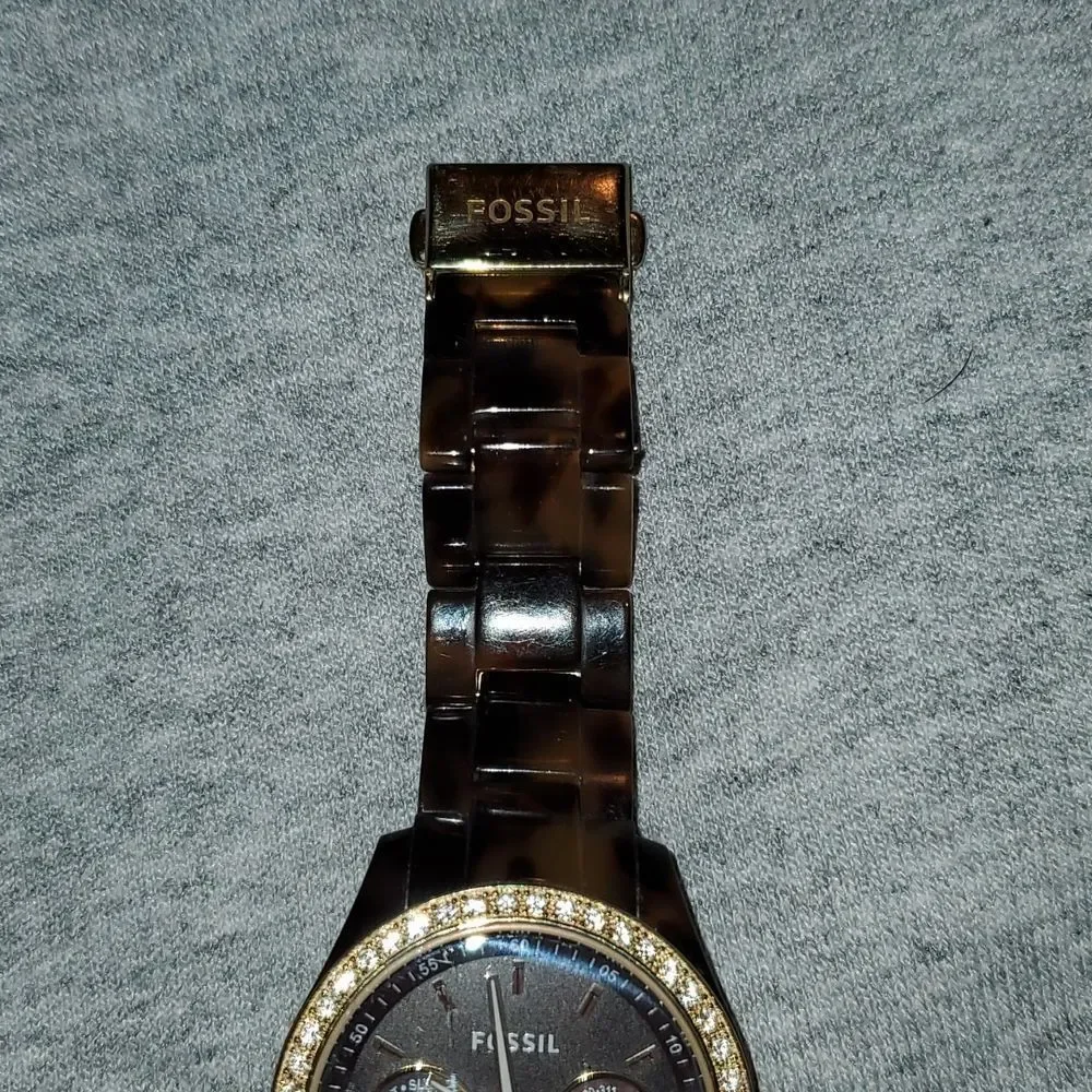 FOSSIL Stella Multifunction 4 Dial Tortoise Shell Resin Watch ES2785‎